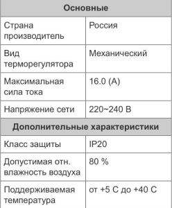 Характеристика электромеханического терморегулятора